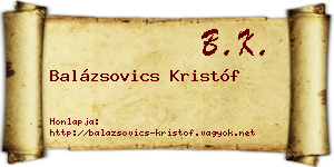 Balázsovics Kristóf névjegykártya