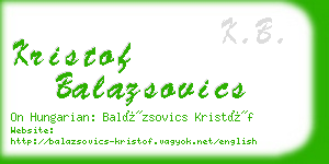 kristof balazsovics business card